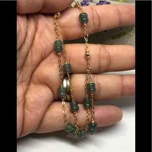 Beautiful dark water blue jade 14K bracelet
